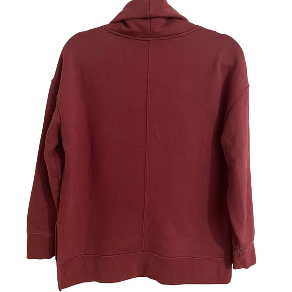 Athleta Sweatshirt Sz S Oversized Cozy Karma Funnel Neck Pullover Maple Red - Picture 4 of 9